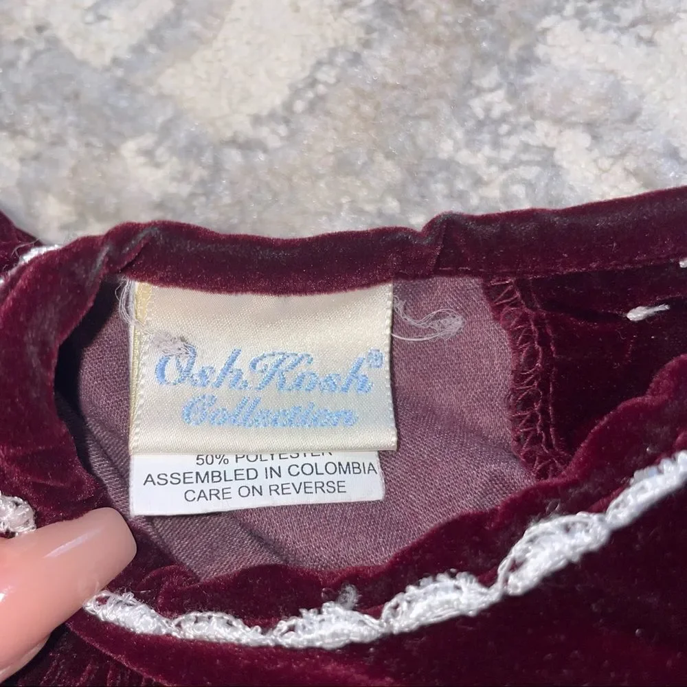 🏷️ 5 for $25 - VINTAGE Oshkosh Velour Baby Dress